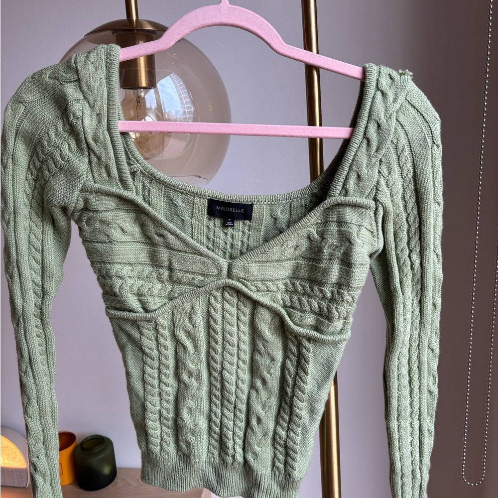 MAJORELLE Sage Green Cable knit Sweater